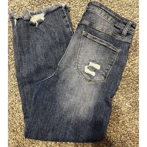 Risen Jeans Juniors 13 Blue Medium Wash Distressed Cropped Raw Hem Jeans RDP5079